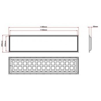 Panel LED ściemnialny 30x120 36W Back-Lit SRPL30x120-36WH-BL-1-10V wymiary